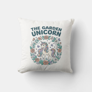 Unicorn The Garden Unicorn Trendy T-Shirt Design_1 Throw Pillow
