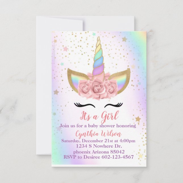 Unicorn Theme Invitation (Front)