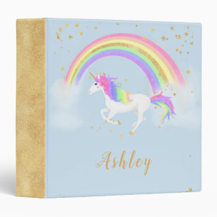 Unicorn theme notebook   Magical Blue & Gold Binder