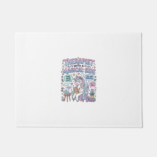 Unicorn Therapist with a Magical Side Gift Idea St Doormat (Front)