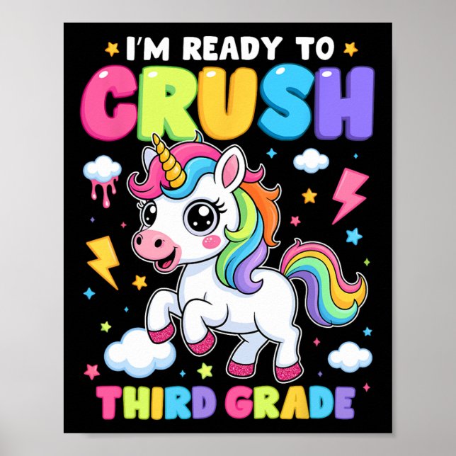 Unicorn Third Grade Here I Come Back To School Gir Poster (Front)