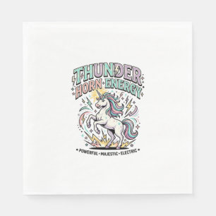 Unicorn Thunder Horn Energy Retro Style Product Gr Napkin