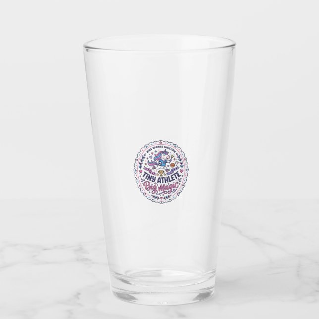 Unicorn Tiny Athlete Big Magic Playful Print on De Glass (Front)