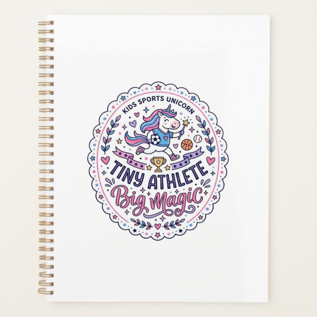 Unicorn Tiny Athlete Big Magic Playful Print on De Planner (Front)