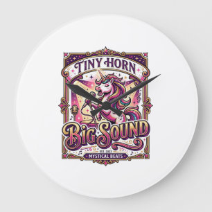 Unicorn Tiny Horn Big Sound Stylish Merch Design_1 Large Clock