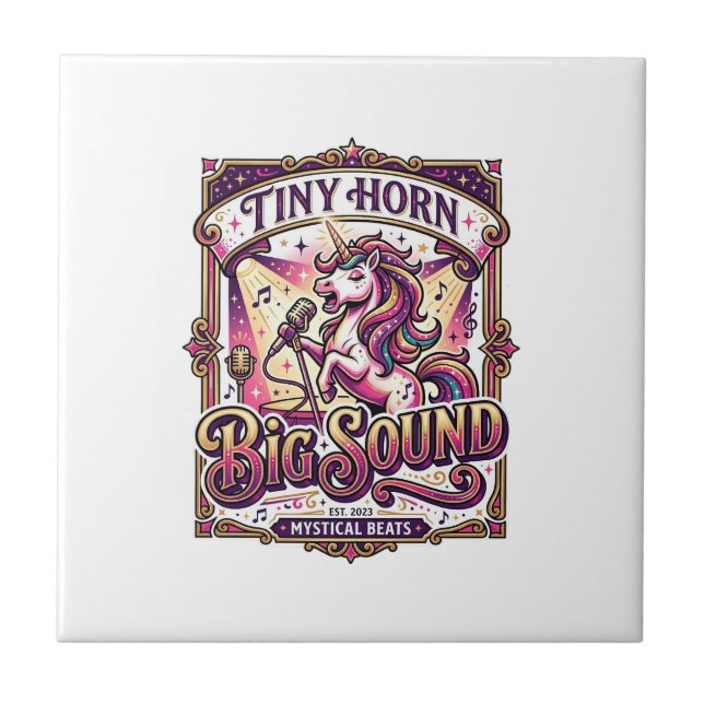 Unicorn Tiny Horn Big Sound Stylish Merch Design_1 Tile (Front)