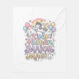 Unicorn Tiny Human Major Magic Premium Vector Vect Fleece Blanket