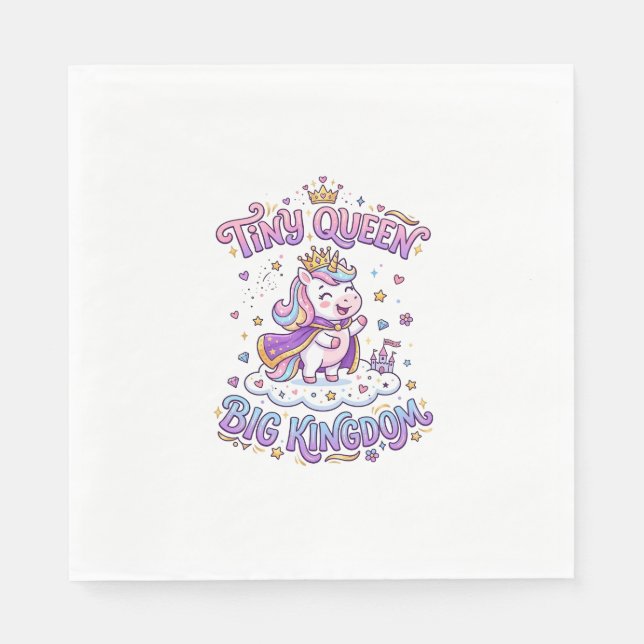 Unicorn Tiny Queen Big Kingdom Gift Idea Sticker a Napkin (Front)
