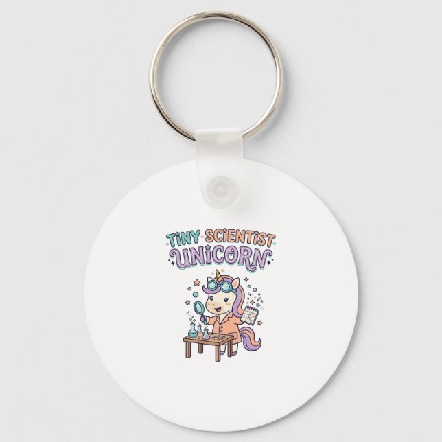 Unicorn Tiny Scientist Unicorn Trendy Product Grap Keychain (Front)