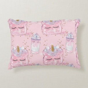 Unicorn Toast and Milkshake Accent Pillow
