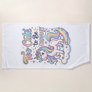 Unicorn Too Cute to Be Ordinary Premium Vector Sti Beach Towel