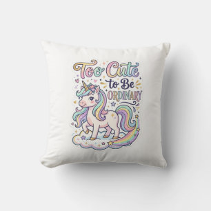 Unicorn Too Cute to Be Ordinary Premium Vector Sti Throw Pillow