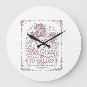 Unicorn Too Glam to Gallop Adorable Apparel Graphi Large Clock
