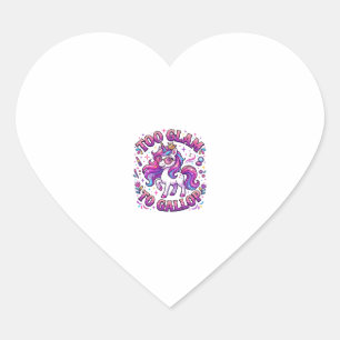 Unicorn Too Glam to Gallop Commercial Print on Dem Heart Sticker