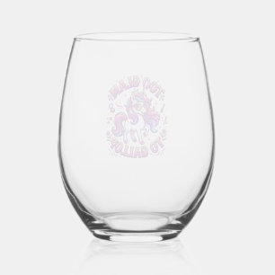 Unicorn Too Glam to Gallop Commercial Print on Dem Stemless Wine Glass