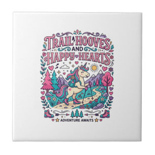 Unicorn Trail Hooves and Happy Hearts Colorful App Tile