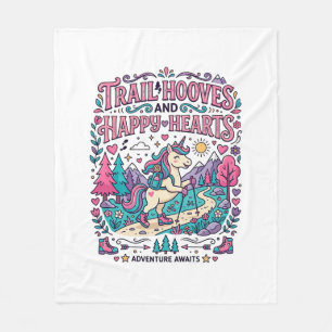 Unicorn Trail Hooves and Happy Hearts Colourful Ap Fleece Blanket