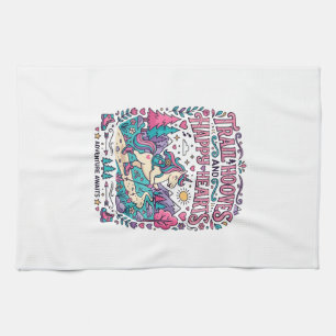 Unicorn Trail Hooves and Happy Hearts Colourful Ap Kitchen Towel