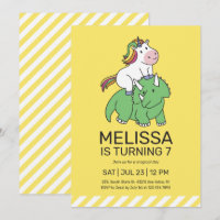 Unicorn Triceratops Dinosaur Yellow Kids Birthday