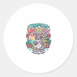 Unicorn Tropical Unicorn Escape POD Ready POD Artw Classic Round Sticker