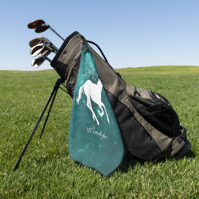 Unicorn turquoise Serviette de golf personnalisée (Vert)