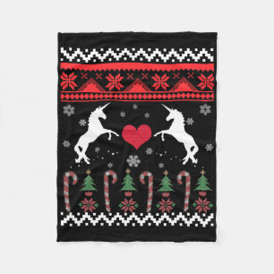Unicorn Ugly Christmas Sweater Party  Fleece Blanket