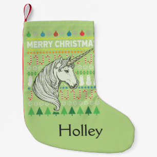 Unicorn Ugly Christmas Sweater Wildlife Series Small Christmas Stocking