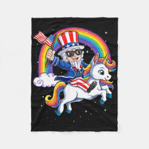 Unicorn Uncle Sam 4th Of July Mericorn Men Women U Fleece Blanket