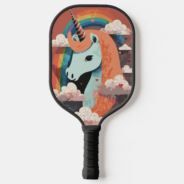 Unicorn under Rainbow & Among Hearts Pickleball Paddle (Back)