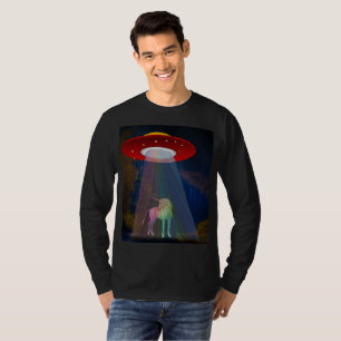 Unicorn Under UFO Rainbow Beam at Night, ZKoA T-Shirt