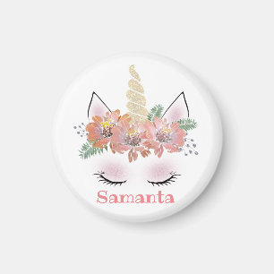 Unicorn, Unicorn Face, personalized, girly, floral Magnet