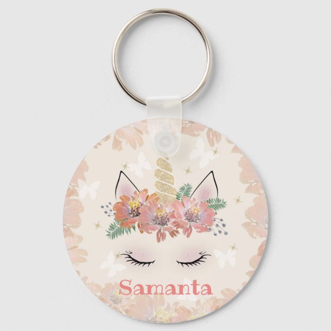 Unicorn, Unicorn Face, personalized Keychain (Front)