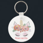 Unicorn, Unicorn Face, personalized Keychain<br><div class="desc">Unicorn,  Unicorn Face,  personalized,  girly,  floral,  Unicorn,  glitter,  Horns,  Unicorn,  Unicorn Gift,  Unicorn Kids,  Monogram</div>