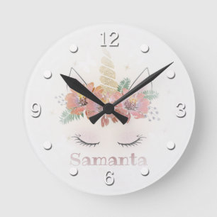 Unicorn, Unicorn Face, personalized Round Clock
