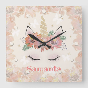 Unicorn, Unicorn Face, personalized Square Wall Clock