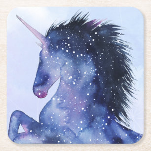 Unicorn Universe - Cosmic Square Paper Coaster