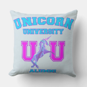Unicorn University Throw Pillow
