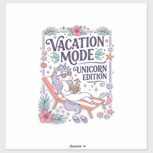 Unicorn Vacation Mode Unicorn Edition Adorable App (Sheet)