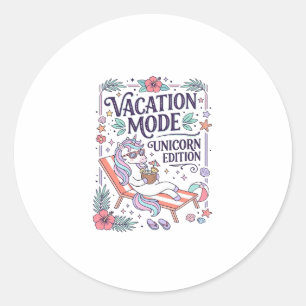 Unicorn Vacation Mode Unicorn Edition Adorable App Classic Round Sticker
