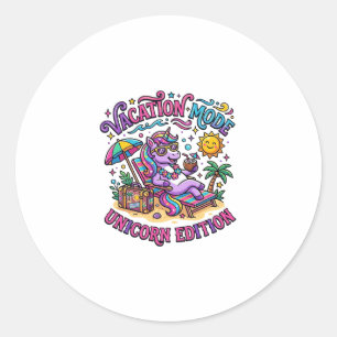 Unicorn Vacation Mode Unicorn Edition Commercial P Classic Round Sticker