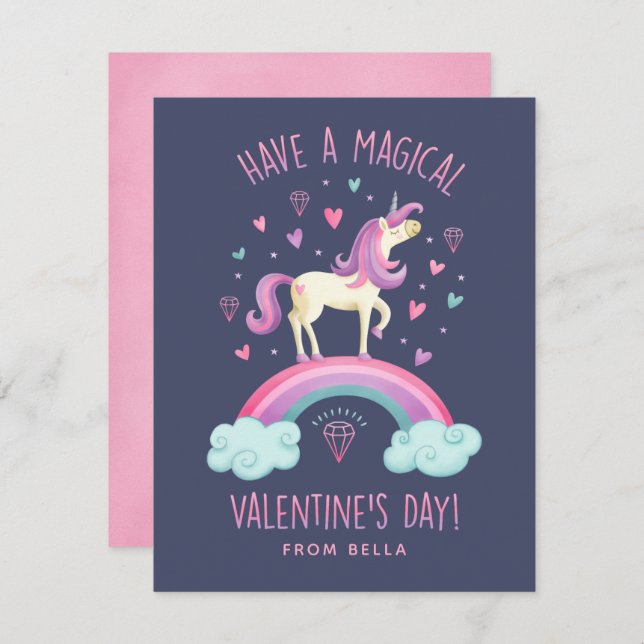 Unicorn Valentines Day Greeting Card (Front/Back)