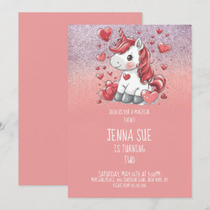 Unicorn Valentines Day Party Invitation