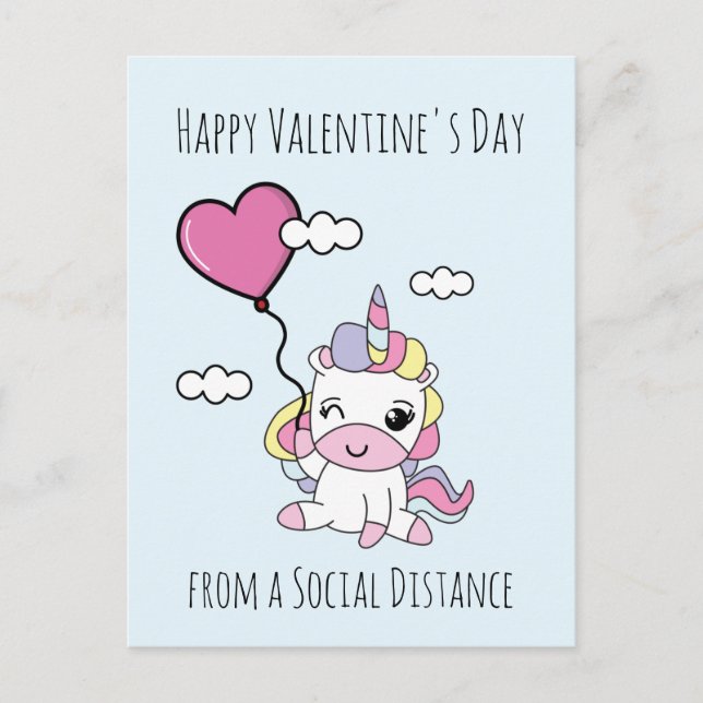 Unicorn Valentine's Day Postcard (Front)