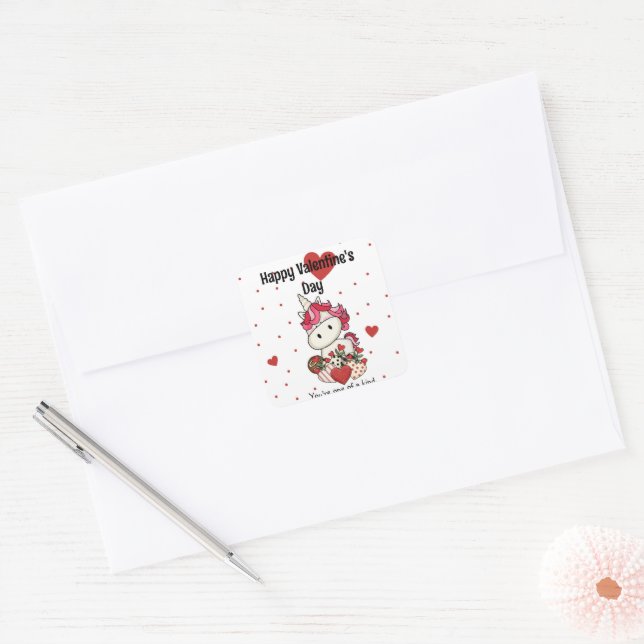 Unicorn Valentine's Day Sticker (Envelope)