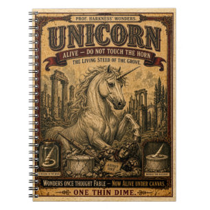 Unicorn, Vintage Circus Monster Notebook