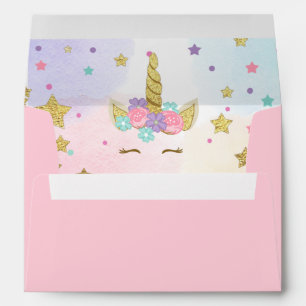 Unicorn Visage Anniversaire Enveloppe Magique Rose