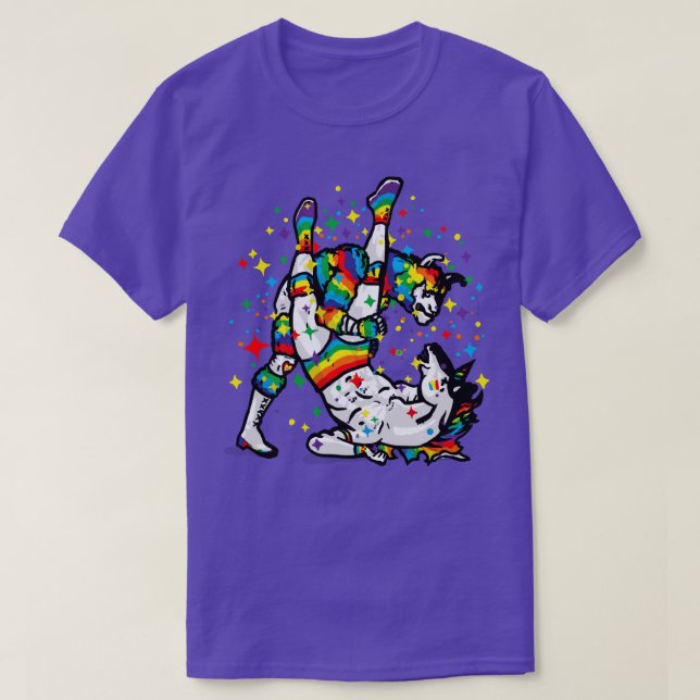 Unicorn vs Llama Battle for the Rainbow  T-Shirt (Design Front)