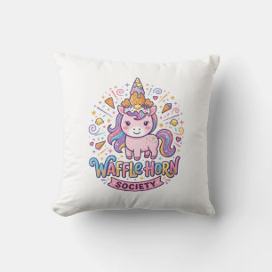 Unicorn Waffle Horn Society Print Ready Apparel Gr Throw Pillow