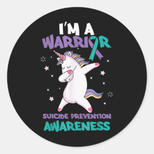 Unicorn Warrior Suicide Awareness Suicide Tee  Classic Round Sticker