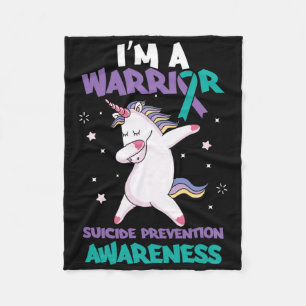 Unicorn Warrior Suicide Awareness Suicide Tee Fleece Blanket
